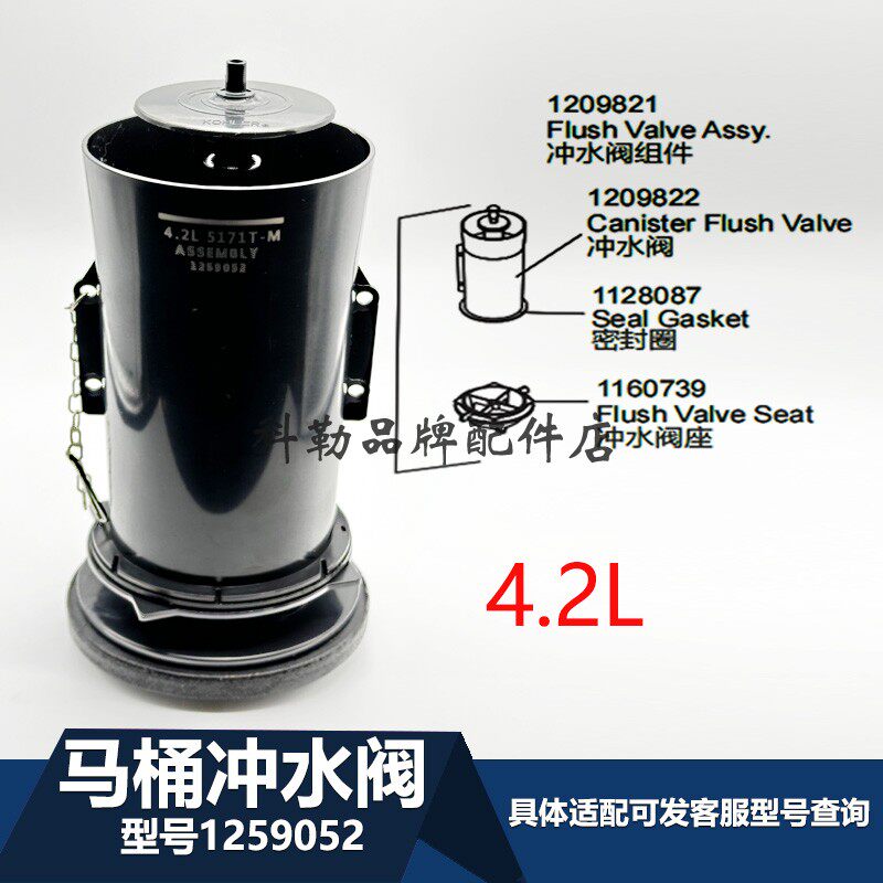 冲水阀组件马桶排水阀4.2L五级旋风连体马桶配件冲水阀1259052