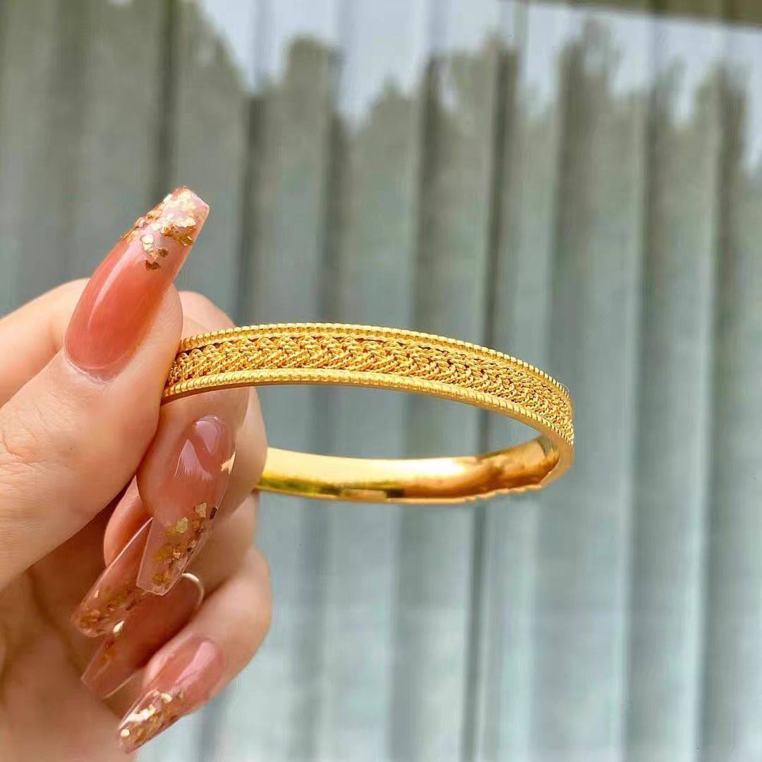 足金999水贝花麻花纹路古法黄金手镯手链女版时尚送女友2026新款
