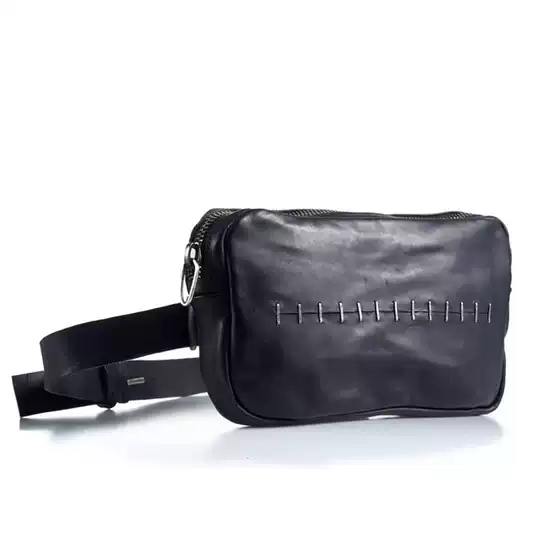 Leatherworker Men+ Italian Vegetable-Tanned Horse Leather Waist Bag Shoulder Bag Chest Bag 925 Sterling Silver European and American Style Ah046