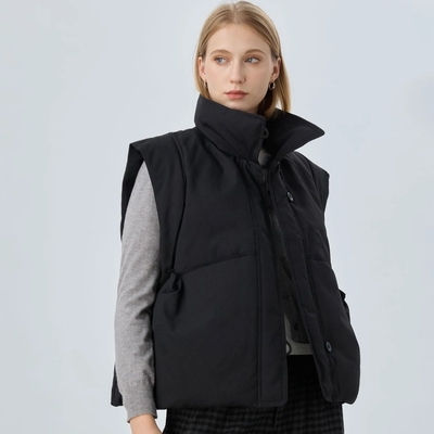 2025秋冬新款宽松立领羽绒马甲女宽松加厚保暖白鸭绒外套坎肩2568