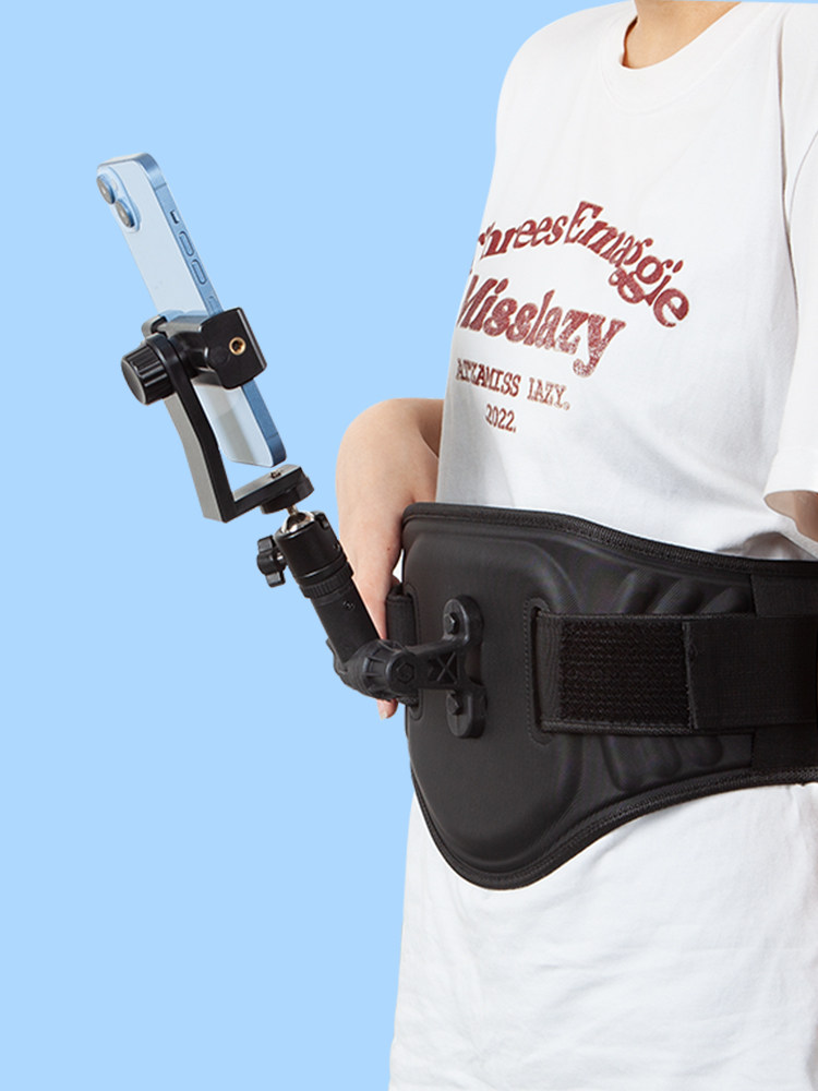 크리 에이 티브 야외 라이브 방송 벨트 브래킷 휴대 전화 비디오 확장 폴 다기능 팬|틸트 안정화 보조 촬영 액세서리