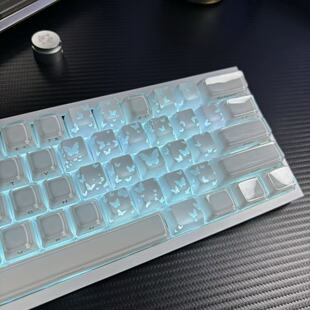 ev63/wooting60he+蝴蝶/克罗心爱心键帽xvx水晶果冻v2流星雨68/75