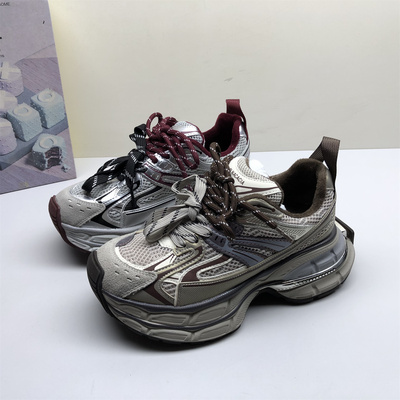 39播 真皮女鞋百搭秋冬加棉休闲运动鞋厚底复古老爹鞋女