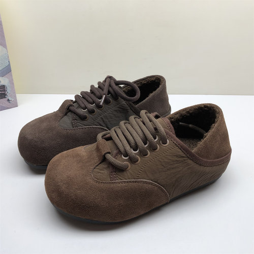 专柜撤柜真皮反绒皮丑萌勃肯鞋女平底秋冬加棉百搭休闲鞋可踩脚女