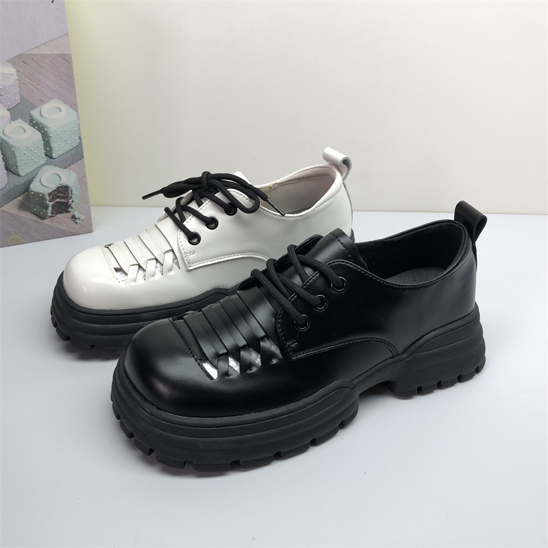 专柜撤柜处理真皮女鞋圆头显高单鞋潮流松糕底小皮鞋春秋复古休闲