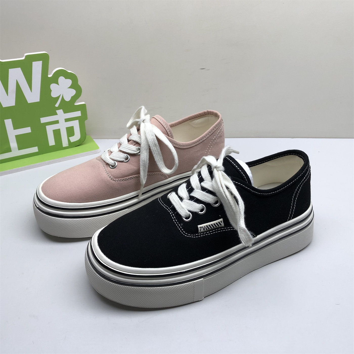 专柜撤柜真皮女鞋韩版厚底帆布鞋女圆头交叉绑带增高复古板鞋女