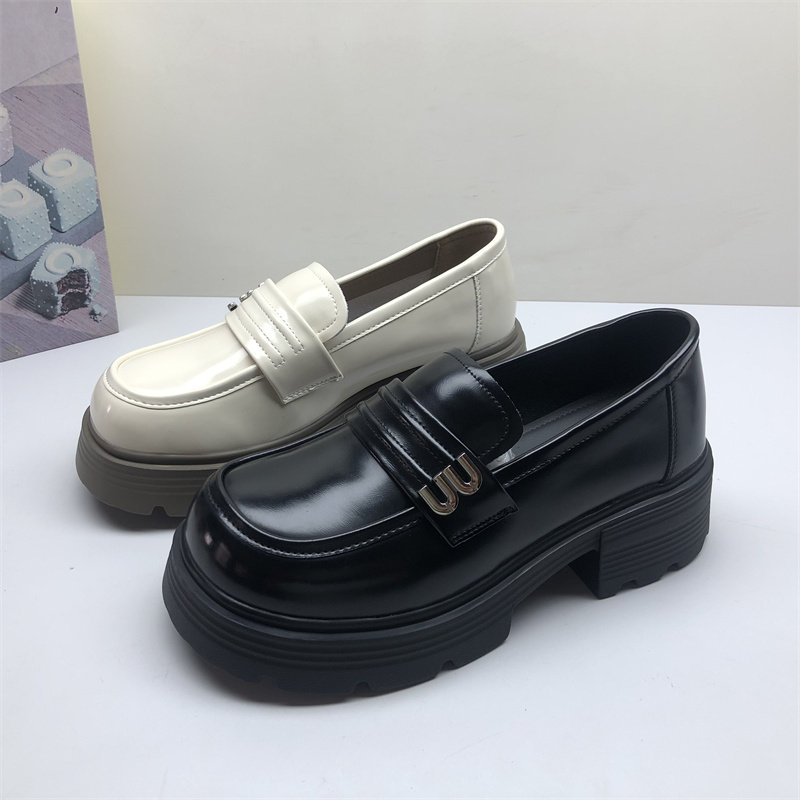 专柜撤柜真皮女鞋舒适厚底春夏配jk牛漆皮乐福鞋女简约小皮鞋潮