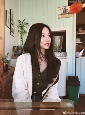 【HSU】小鲸鱼同款 撞色条纹边白色纯棉针织V领薄款宽松针织开衫