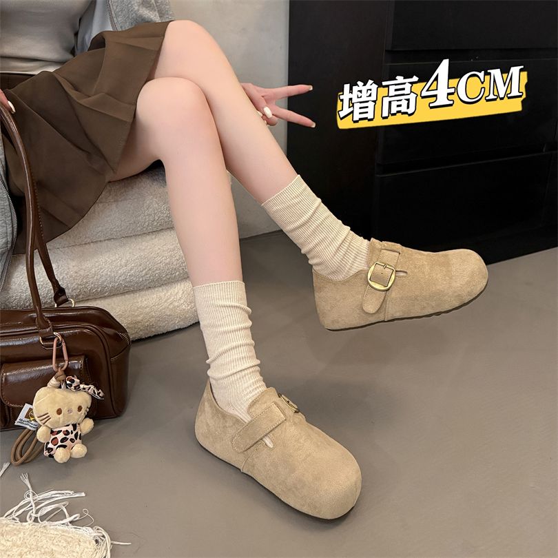 厚底内增高全包勃肯鞋女鞋子2025新款冬季一脚蹬勃肯单鞋乐福豆豆