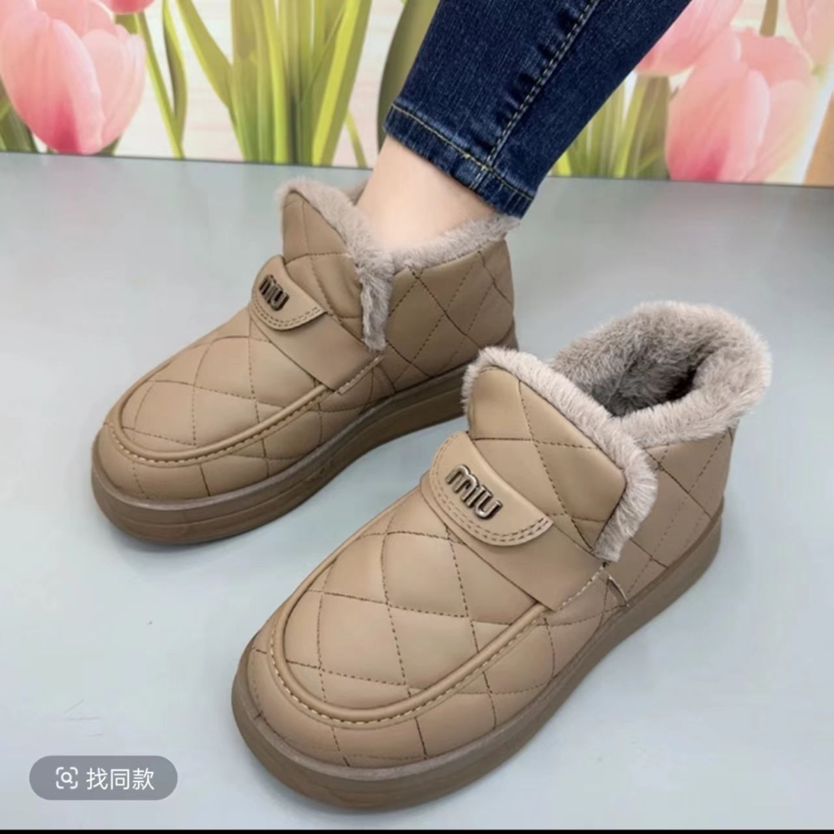 2025冬季新款老北京布鞋棉鞋女软底防滑保暖雪地靴加绒加厚毛毛鞋
