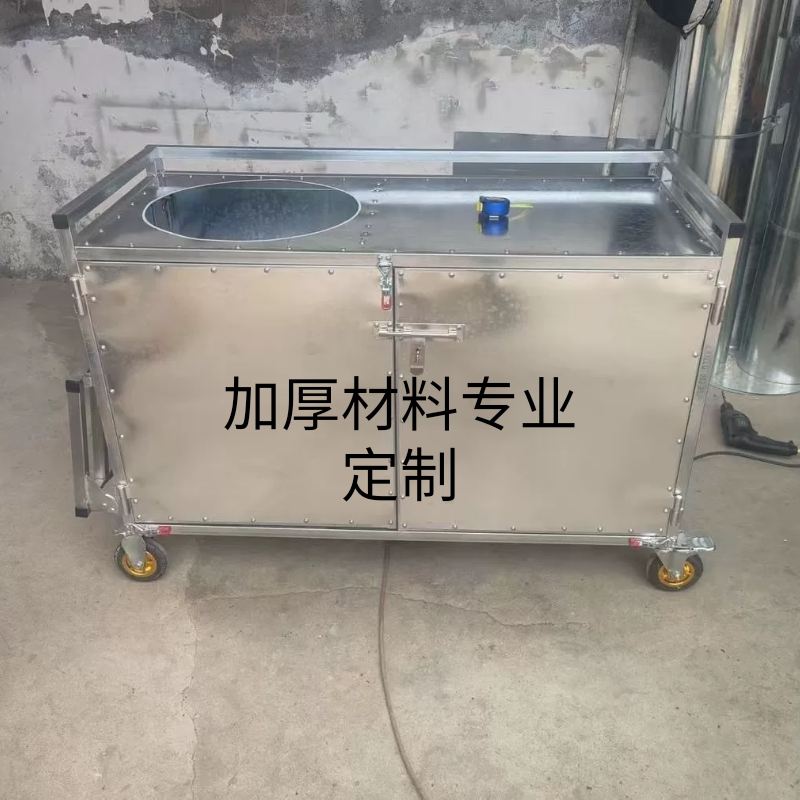 新款定制可折叠灶台糯米饭油炸小吃流动摆摊双灶孔煤气带轮小推车
