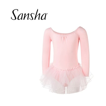 Sansha/三沙长袖TUTU裙式儿童体服芭蕾舞蹈服练功表演比赛裙