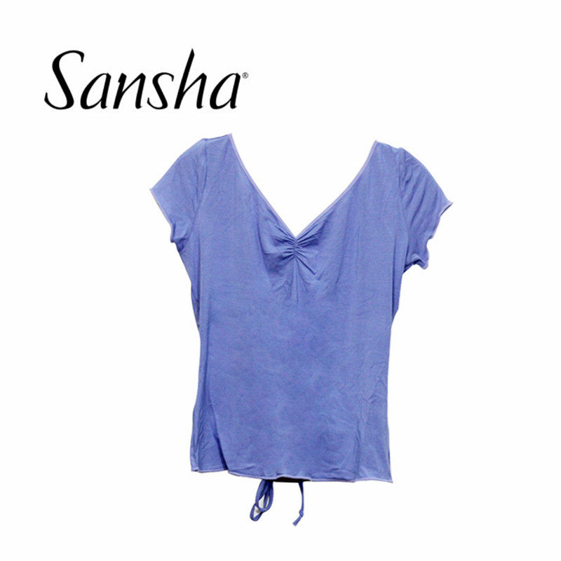 Sansha/三沙芭蕾舞蹈练功服上衣女形体跳舞服装短袖现代拉丁古典