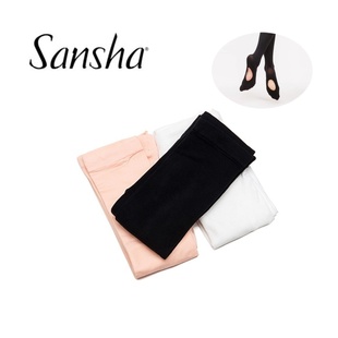 Sansha/三沙挖洞舞蹈袜成人芭蕾连袜裤脚底有洞儿童舞蹈袜子T90