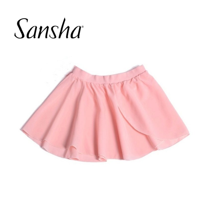 Sansha/三沙儿童芭蕾舞服练功服一片裙半身雪纺纱裙松紧腰 搭体服