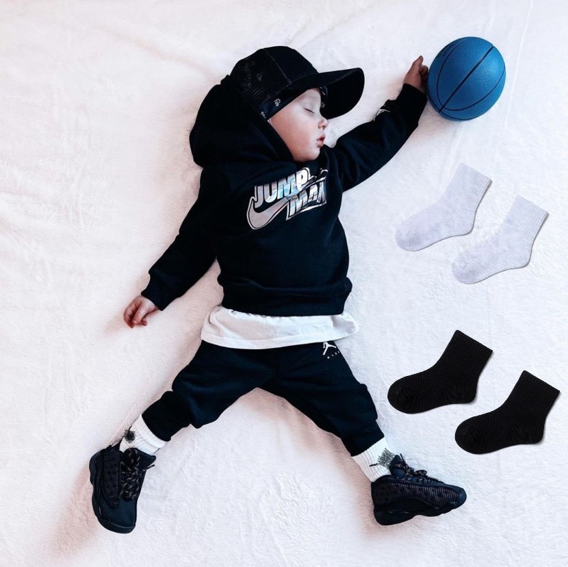 儿童纯白色袜子短袜春秋棉男童女童中筒网眼学生运动袜夏季薄款棉