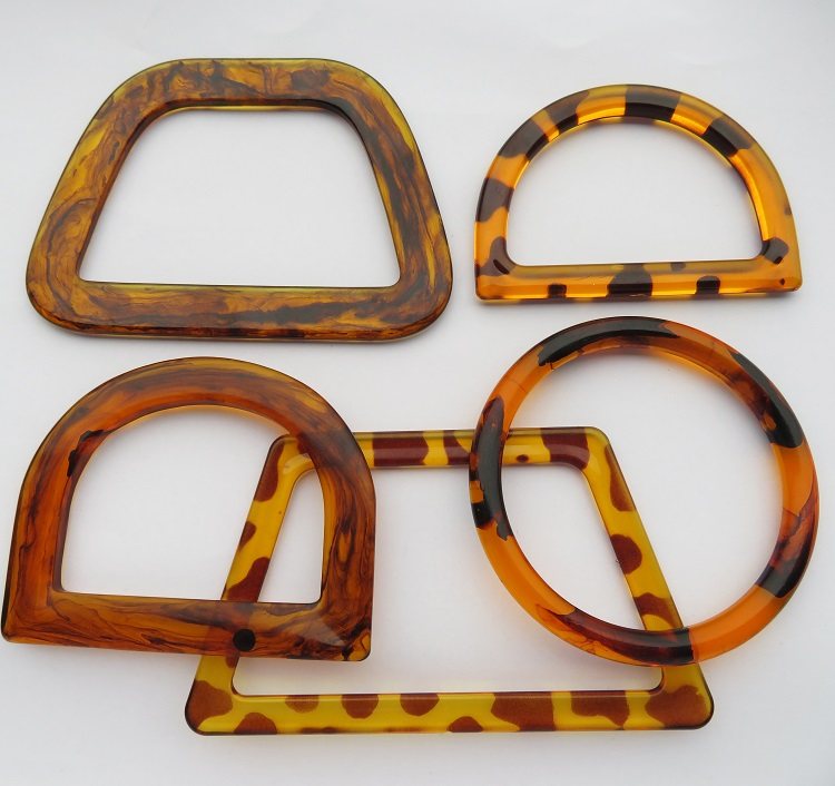 玳瑁色包包朔胶配件半圆拎环D扁款圆形方梯形亚克力手挽提手把DIY