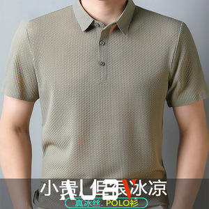AUBV高质量polo衬衫男士装短袖爸爸宽松商务休闲翻领冰丝t恤上衣