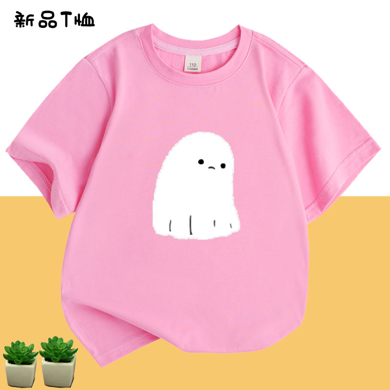 夏天万圣节南瓜幽灵男童女童纯棉T恤卡通短袖儿童青少年学生衣服