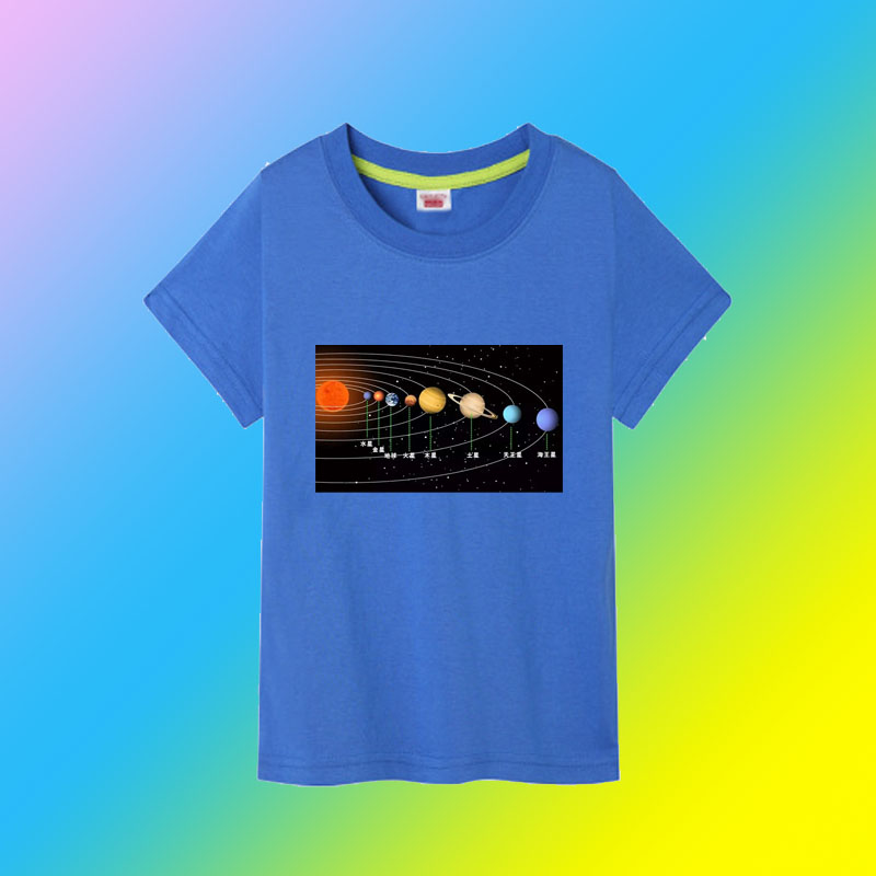 纯棉宇宙天体太空太阳系八大行星地球卫星短袖T恤成人衣服儿童装
