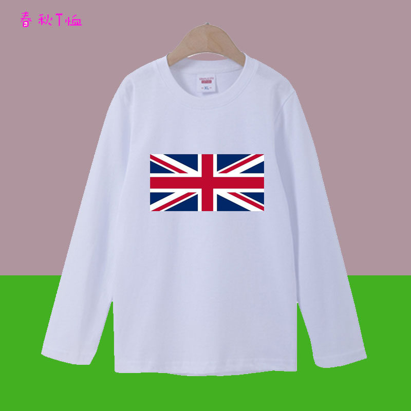 英国国旗纯棉长袖衣服学生运动会服装春季儿童装亲子男女T恤班服