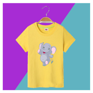 儿童短袖T恤纯棉2023夏季男童半袖体恤卡通大象女孩衣服新款童装