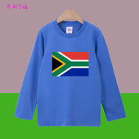 South African flag pure cotton long-sleeved uniforms for primary and secondary school sports meets, spring children's wear, parent-child T-shirts for boys and girls, class uniforms thumbnail 5