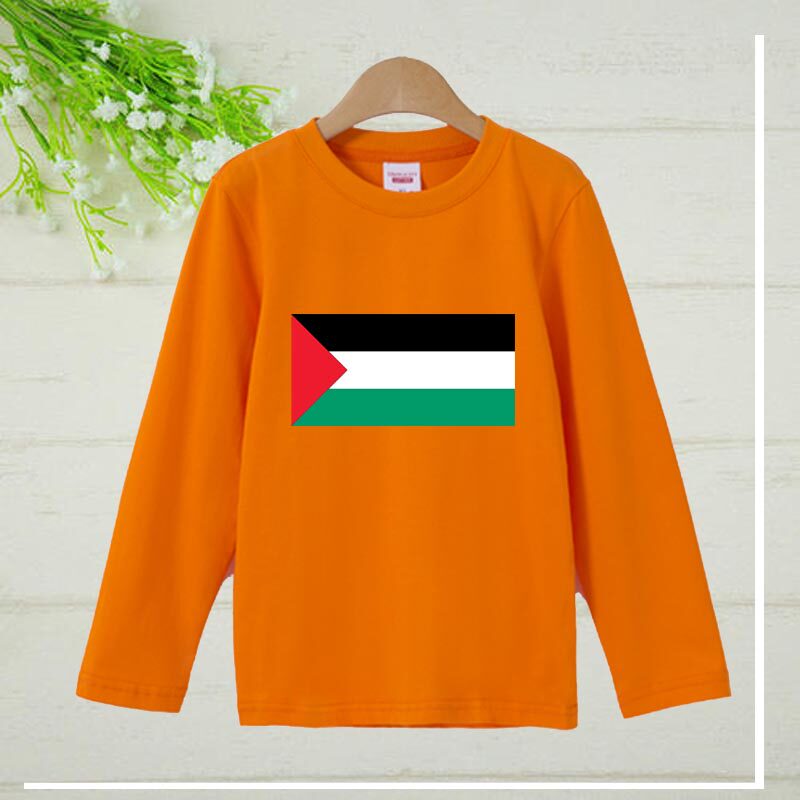 巴勒斯坦国旗衣服学校运动会班服男女儿童装T恤中小学生表演长袖t