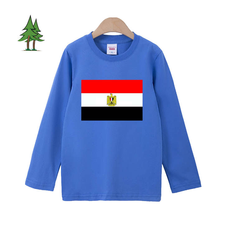 埃及国旗衣服学校运动会球迷男女儿童装长袖T恤中小学生表演班服