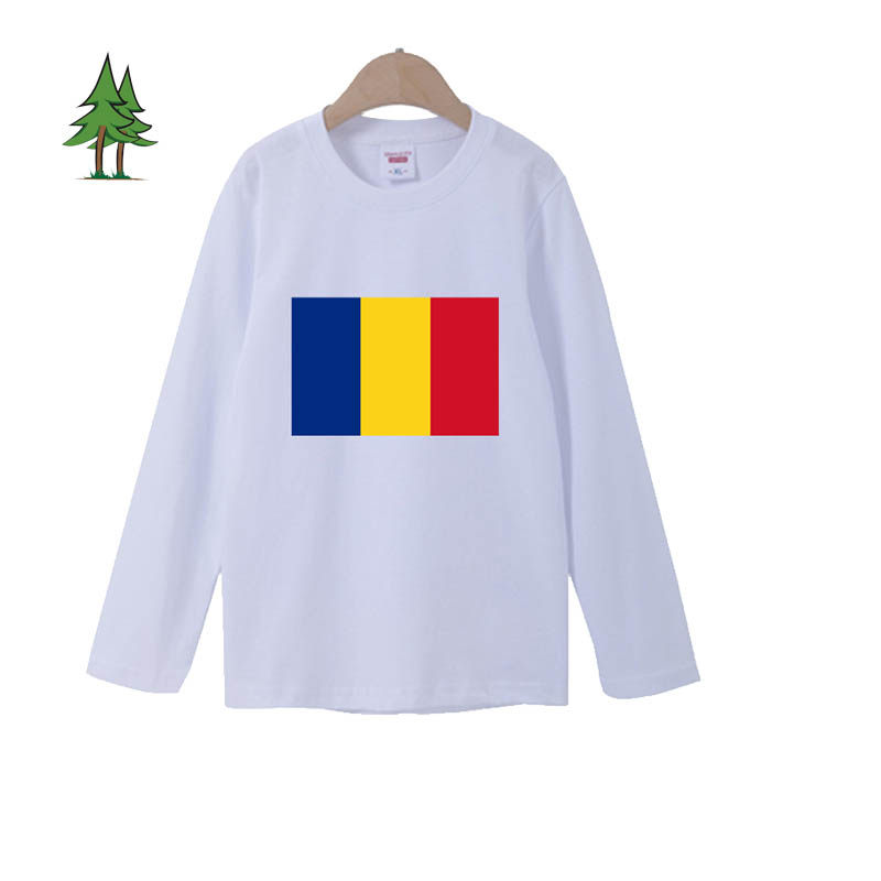 罗马尼亚国旗衣服学校运动会球迷男女儿童装长袖T恤学生表演班服