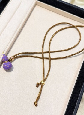 2026新款新中式紫色八宝葫芦吊坠编绳毛衣链气质轻奢风百搭毛衣链