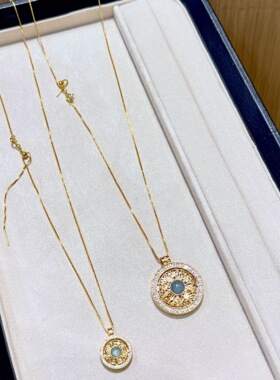 2026新款电镀真金满钻图腾八宝罗盘项链女高级感百搭气质锁骨链