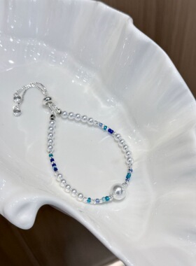 2026新款冷光施家珍珠间隔彩色琉璃手链女个性精致高级感百搭手饰