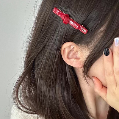 打结鸭嘴侧边夹金标蝴蝶结发夹