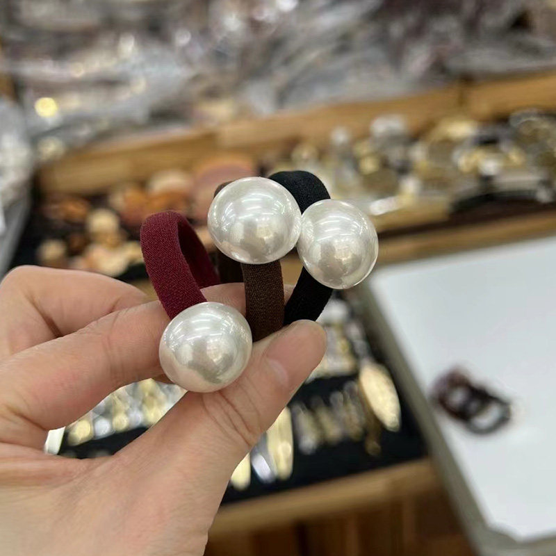 珍珠发圈粗皮筋发绳马尾扎发皮筋