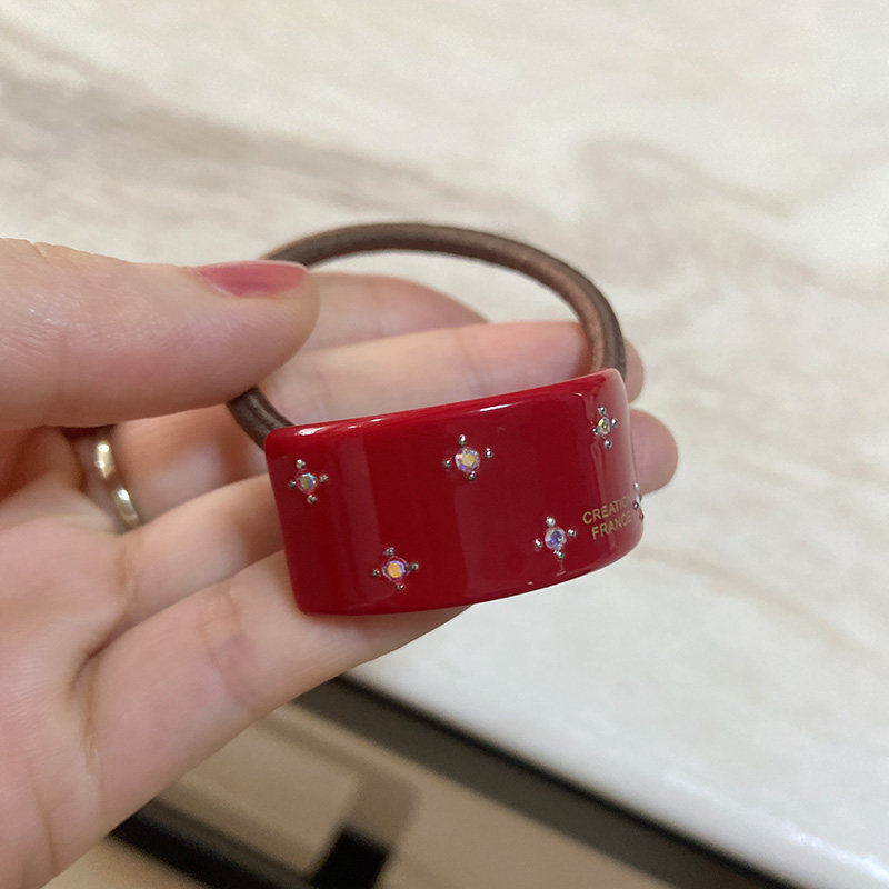 马尾扎发发绳头花正红方扣发圈