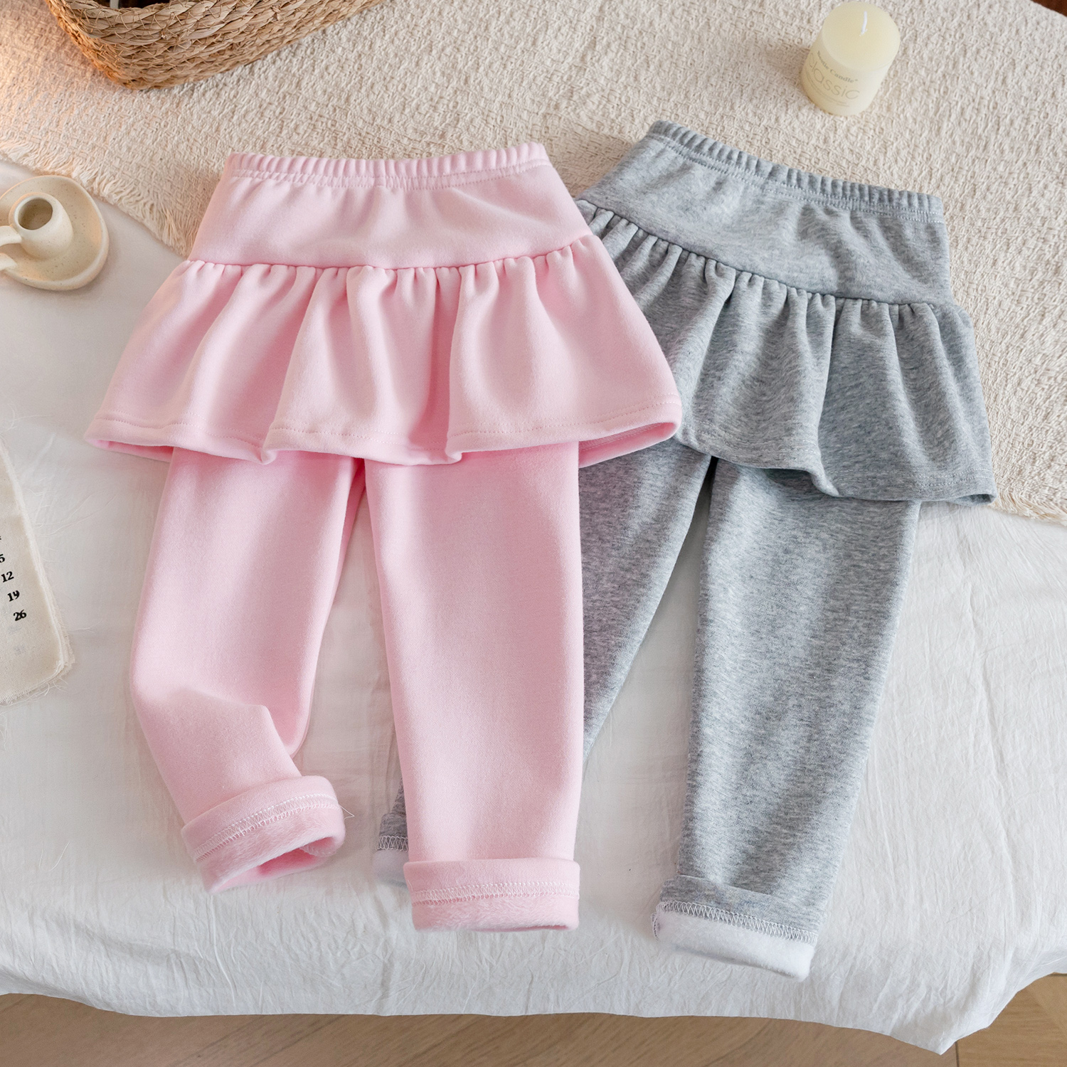 女童打底裤裙秋冬加绒裤子儿童2025新款中小童洋气休闲假两件裙裤