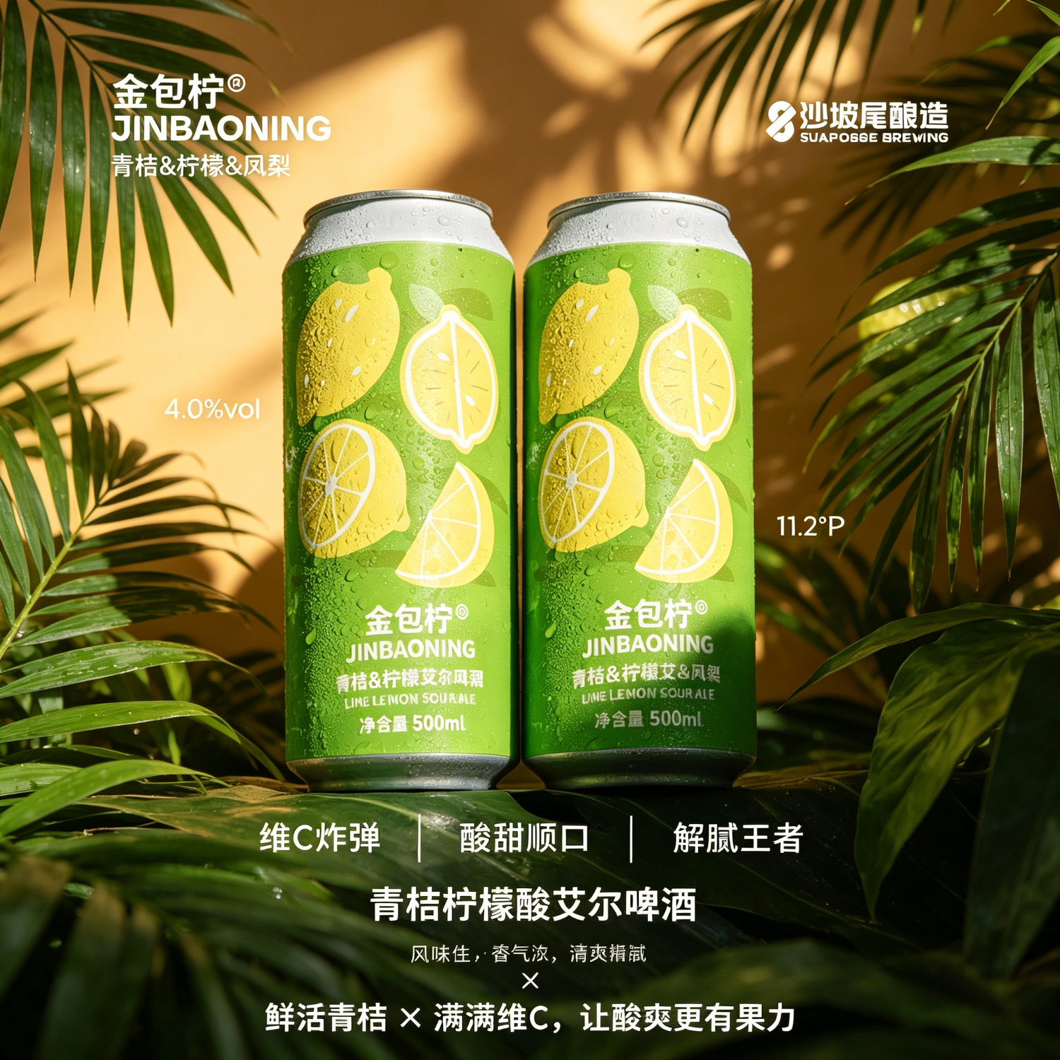 沙坡尾酿造金包柠金桔柠檬酸艾尔啤酒金包柠6周年精酿啤酒500ml新