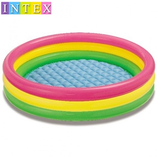 INTEX 家庭游泳池 57412荧光三环充气水池 正品 儿童戏水池 浴盆