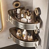 吸盘浴室置物架太空铝化妆室免打孔三角架厕所壁挂式 墙角收纳层架