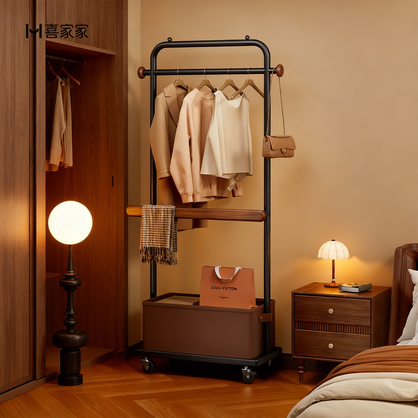 新款衣帽架带搭裤杆轻奢高级感
