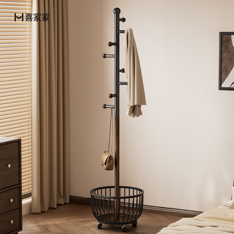 挂衣架卧室客厅可移动小型高级落地衣架脏衣篓家用置物挂包衣帽架,收纳整理,衣帽架,淘宝优惠券,粉丝福利购,淘宝优惠卷