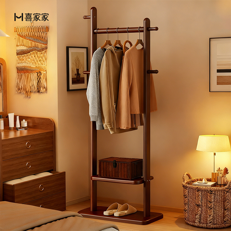 【全实木0贴皮】双杆款落地衣架