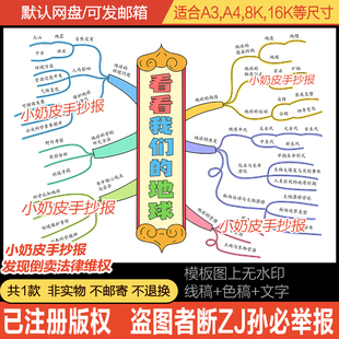 看看我们的地球思维导图手抄报四下读书吧好书推荐卡小报电子黑线