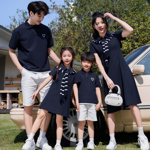 2026款亲子装POLO衫母女连衣裙夏
