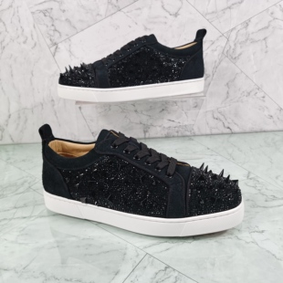 夏季新款CL真皮潮流男鞋CL平底鞋低帮水钻红底鞋休闲情侣潮板鞋