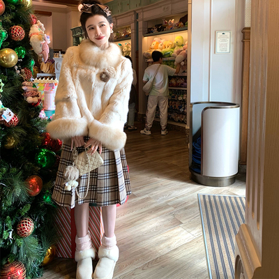 【中古感】格纹手工钉花手工折中裙（【11.13号20点上新 新品95折