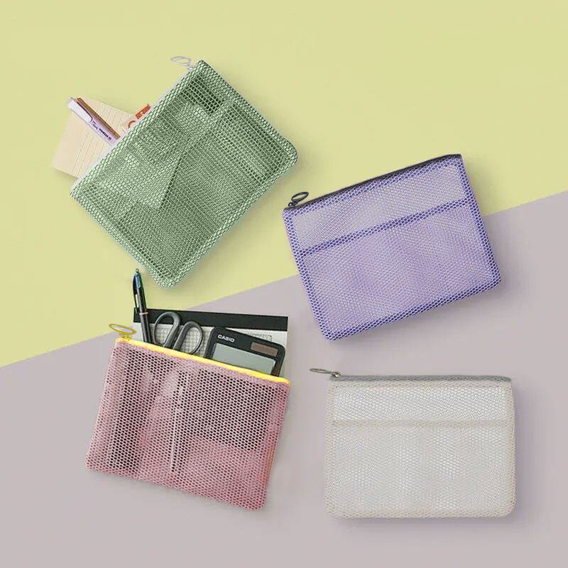 简约太空网A5文件袋便携拉链收纳包大容量多层零钱小卡包居家旅行