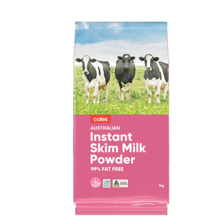 澳洲直邮进口coles脱脂高钙高蛋白成人奶粉1公斤袋装奶粉3袋包邮
