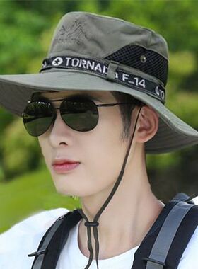 户外遮阳帽大沿男士青年休闲夏天